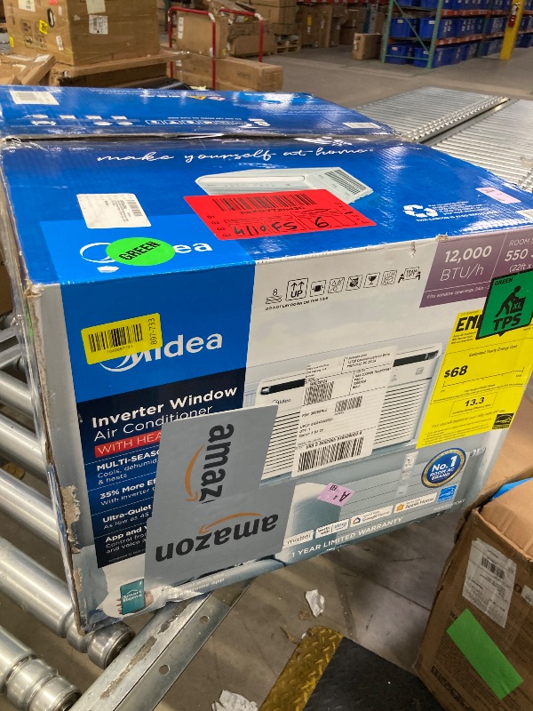 Photo 1 of Midea 12,000 BTU Smart Inverter Air Conditioner Window Unit with Heat and Dehumidifier – Cools up to 550 Sq. Ft., Energy Star Rated, Quiet Operation, Electronic Controls, Remote Control, White