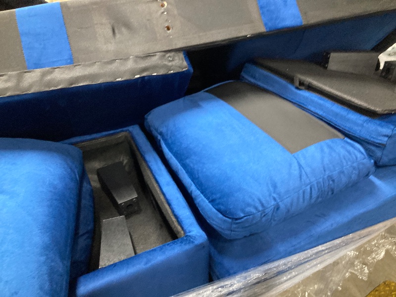 Photo 1 of ******MISSING PARTS**** Pinmoco Modular Sectional Sofa Couch, 3 Seat L-Shaped Velvet Cloud Couch Convertible Sofa with Movable Storage Ottoman for Living Room, Bedroom and Small Space, Blue