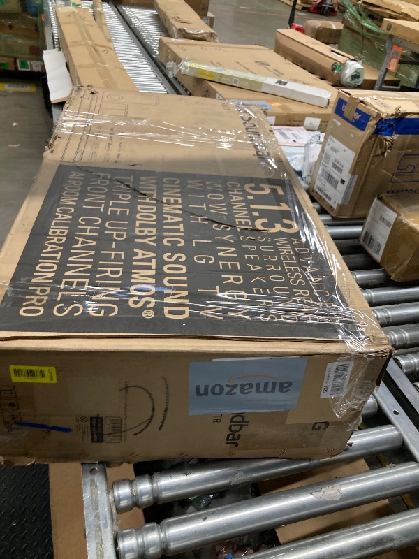 Photo 1 of **DAMAGED TO SUBWOOFER COVER-SEE PICS/MISSING POWER WIRES***LG S80TR 5.1.3 ch. OLED evo TV Matching Home Theater Soundbar with Rear Surround Speakers and Wireless Subwoofer, Wow Orchestra, Dolby Atmos, WOWCAST Built-in (2024 Model)