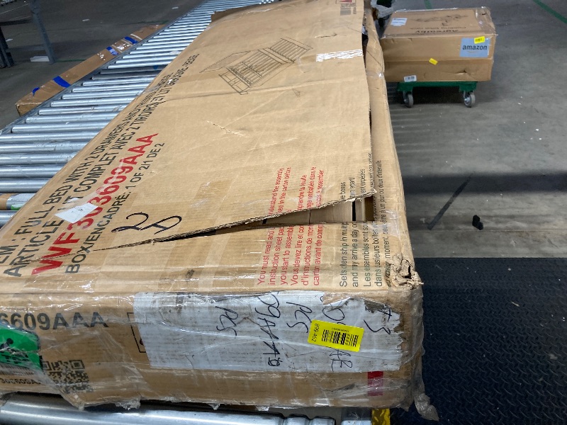 Photo 1 of **************BOX 1 OF 2/1 DE 2******* Lyngins Full Size Bed Frame with Headboard, Upholstered Platform Bed with 1 Twin Size Trundle and 2 Drawers, Linen Fabric Trundle Beds for Bedroom and Guestroom - Beige/Cream