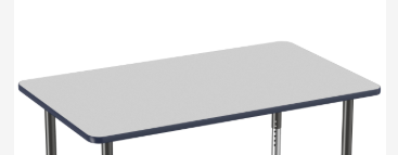 Photo 1 of *******missing parts****** FDP Mobile Rectangle Activity School and Office Table (36 x 60 inch), Super Legs with Glides and Casters, Adjustable Height 19-30 inches - Gray Top and Navy Edge
