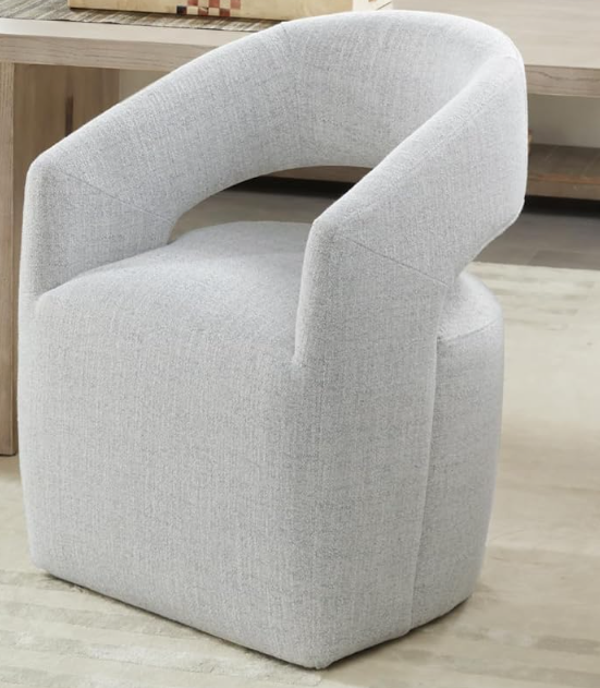 Photo 1 of (STOCK PHOTO IS LIGHT GREY. PLZ SEE ACTUAL PICTURE. ITS WHITE).KISLOT Upholstered Dining Chair with Casters No Assembly Modern Barrel Armchair with Rollers for Diningroom Bedroom Livingroom Reading Room, WHITE (STOCK PHOTO IS LIGHT GREY. PLZ SEE ACTUAL PI