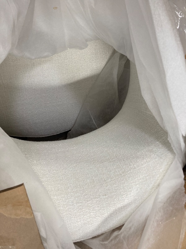 Photo 1 of (STOCK PHOTO IS LIGHT GREY. PLZ SEE ACTUAL PICTURE. ITS WHITE).KISLOT Upholstered Dining Chair with Casters No Assembly Modern Barrel Armchair with Rollers for Diningroom Bedroom Livingroom Reading Room, WHITE (STOCK PHOTO IS LIGHT GREY. PLZ SEE ACTUAL PI