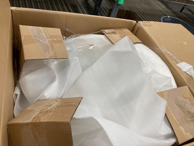 Photo 1 of (STOCK PHOTO IS LIGHT GREY. PLZ SEE ACTUAL PICTURE. ITS WHITE).KISLOT Upholstered Dining Chair with Casters No Assembly Modern Barrel Armchair with Rollers for Diningroom Bedroom Livingroom Reading Room, WHITE (STOCK PHOTO IS LIGHT GREY. PLZ SEE ACTUAL PI