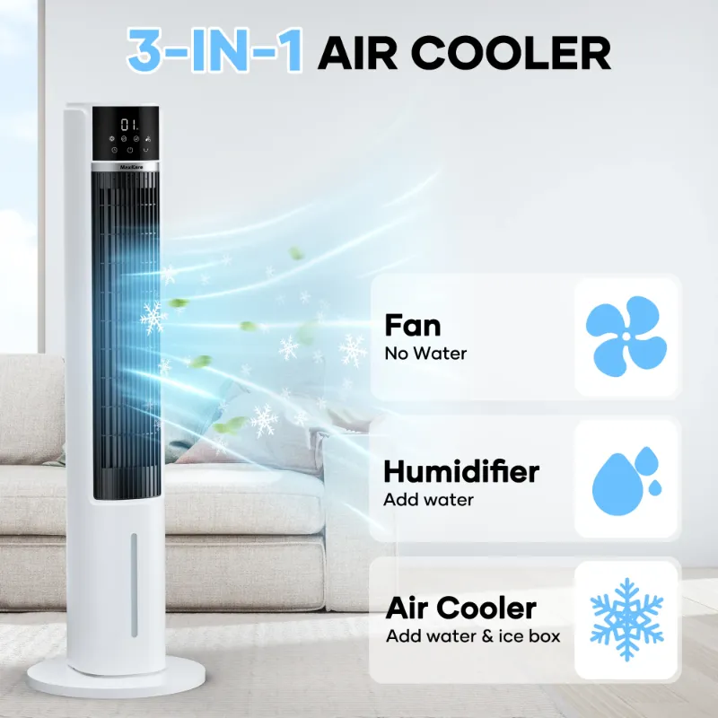 Photo 1 of  3-in-1 Tower Fan, Air Cooler with FCC & ETL, Humidifier for Office & Bedroom, 40'' High, White