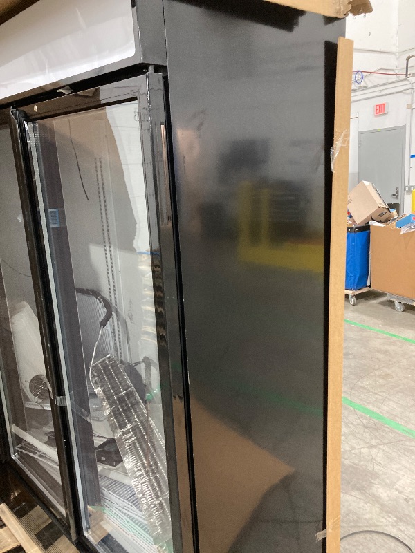 Photo 1 of ***(DAMAGE, SELLING AS IS )*** 
BINGERMA Commercial Beverage Refrigerator with 3 Glass Doors 56 Cu.ft Display Merchandiser Cooler Bar Black Drink Fridge for Convenience Stores, Supermarkets,Bars,Offices
