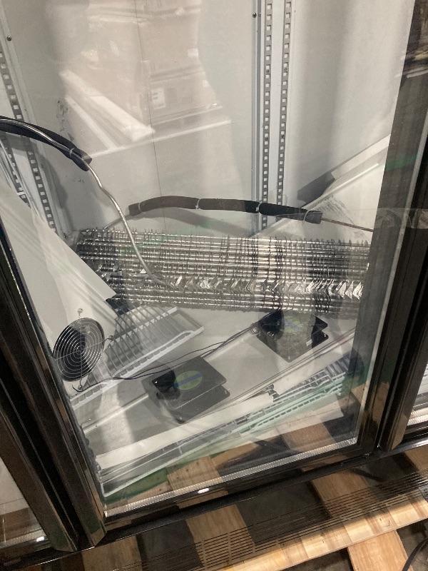 Photo 1 of ***(DAMAGE, SELLING AS IS )*** 
BINGERMA Commercial Beverage Refrigerator with 3 Glass Doors 56 Cu.ft Display Merchandiser Cooler Bar Black Drink Fridge for Convenience Stores, Supermarkets,Bars,Offices