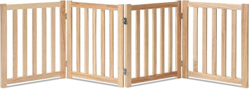 Photo 1 of
LZRS 4-Panel Wooden Free Standing Foldable Dog Gate Indoor – 24" High, Extra Wide Step-Over Safety Pet Gate for Doorways, Stairs, Hallways, Large Spaces & Playpen for Puppies Indoor Use, Natural
