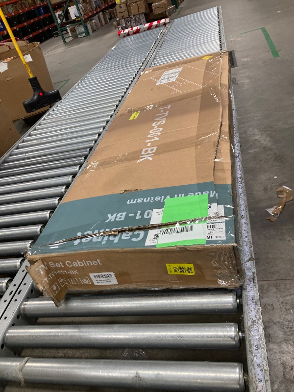 Photo 1 of ***It is used, it is missing a part and it is not known if it works 100%.***edx Modern TV Stand for 55-60 inch TV, Mid Century Entertainment Centre, Media Console Table with Storage for Living Room, Office, Black