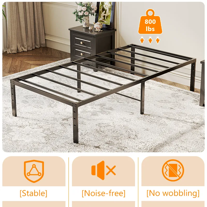 Photo 1 of **It is used, it is missing a part and it is not known if it works 100%.***Zimtown 14 inch Twin Size Bed Frames Heavy Duty, Metal Platform Bed No Box Spring Needed, Black