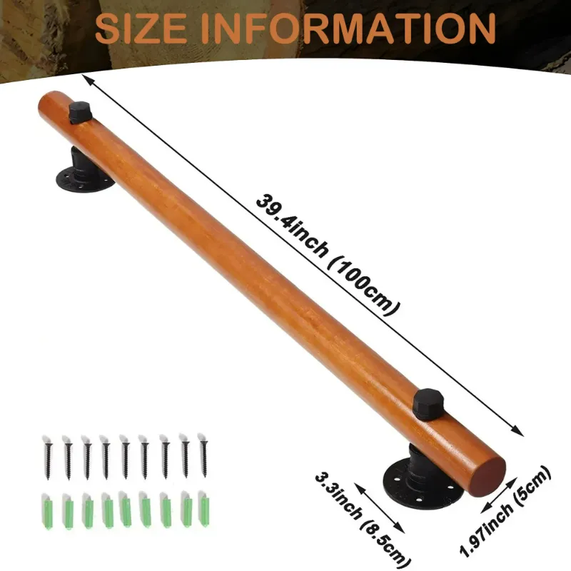 Photo 1 of ***It is used, it is missing parts and it is not known if it works at 100%.****Stair Railing Indoor Wood 2FT, Sturdy Hand Rails for Indoor Stairs, Non-Slip Stair Handrails for Corridor, Lofts, Patio, Kindergarten, Wall Mounted Staircase Grab Bar for Elder