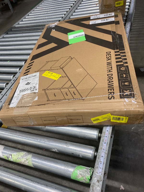 Photo 1 of ***It is used, it is missing parts and it is not known if it works at 100%.***Casacomoda Computer Desk with Fabric Drawers & File Cabinet, Home Office Desk with Cloth Storage Bag and Hook, Vanity Desk for Bedroom, White