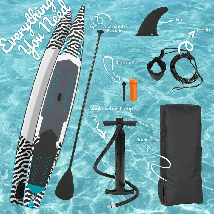 Photo 1 of **It is used, it is missing parts and it is not known if it works at 100%. It cannot be returned.****Naipo 14FT Inflatable Paddle Board Racing Stand Up Touring Board Backpack Durable for Youth Adult Premium SUP Accessories