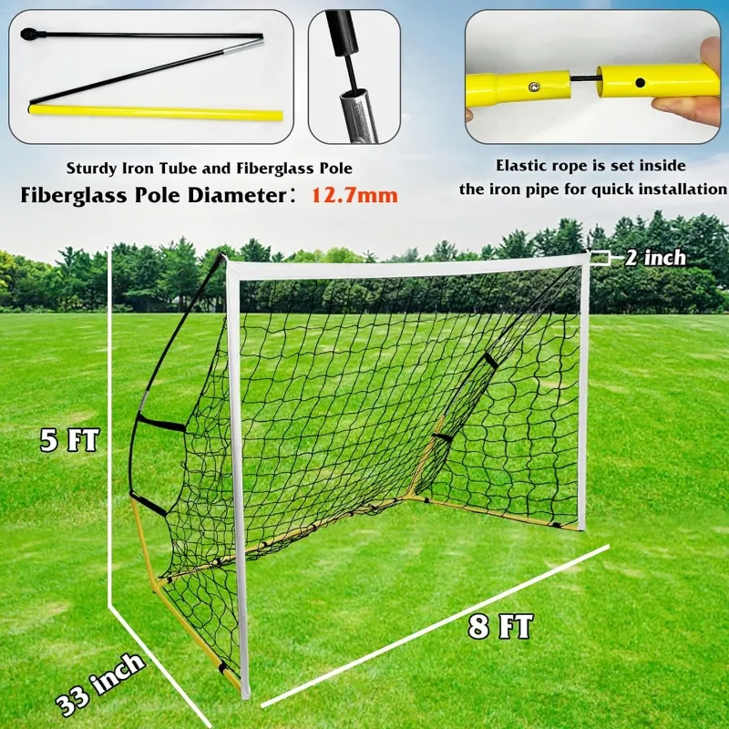 Photo 1 of **** used missing parts ****, OTVIA Soccer Goals For Backyard, Portable 8 Ft. X 5 Ft. Soccer Goal Net For Kids Adults, Folding Soccer Goal With Carry Bag, Football Soccer Training Equipment Includes 4 Ground Stakes, Steel Frame