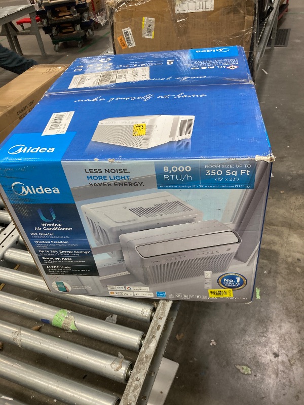 Photo 1 of ***used missing parts*****Midea 8,000 BTU U Shaped Smart Inverter Window Air Conditioner - Cools 350 Sq Ft, Ultra Quiet with Open Window Flexibility - Alexa/Google Assistant Compatible - 35% Energy Savings, Remote (Updated)