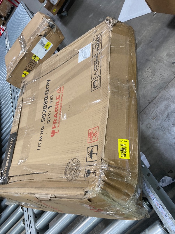 Photo 1 of ****It is used, it is missing a part and it is not known if it works 100%.*****Yaheetech Round Bar Table, Adjustable Height and 360° Swivel Bar Tables, Cocktail Table with MDF Top, Silver Leg Base for Bar, Bistro, Café, Grey