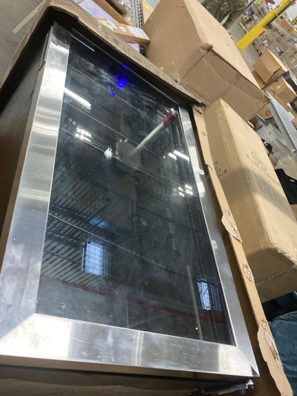 Photo 1 of **It is used, it is missing a part and it was connected and turned on. It is not known if it works 100% and it has a small dent on one sid***Tehanld Beverage Fridge, 130 Can Mini Fridge With Glass Door, Beverage Cooler Refrigerator, Wine Drink Beer Cooler