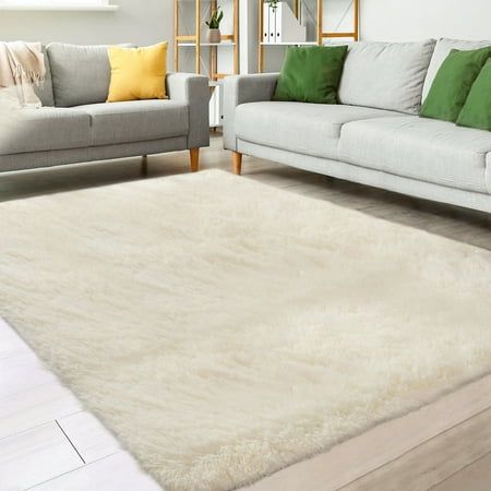 Photo 1 of **used***Nefoso 8 x 10 Area Rugs Soft Fluffy Area Rugs for Living Room Bedroom Kids Room Nursery Modern Decor Carpet Light Yellow 1Pcs Nefoso area rug is made of velvet plush that is fluffy and durable soft to the touch warm and beautiful creating a cozy