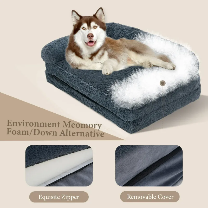 Photo 1 of ***used**HIJOB Stylish Washable Fluffy Foldable Waterproof Orthopedic Memory Foam Human Pet Sofa Bed for Medium Dog Cat