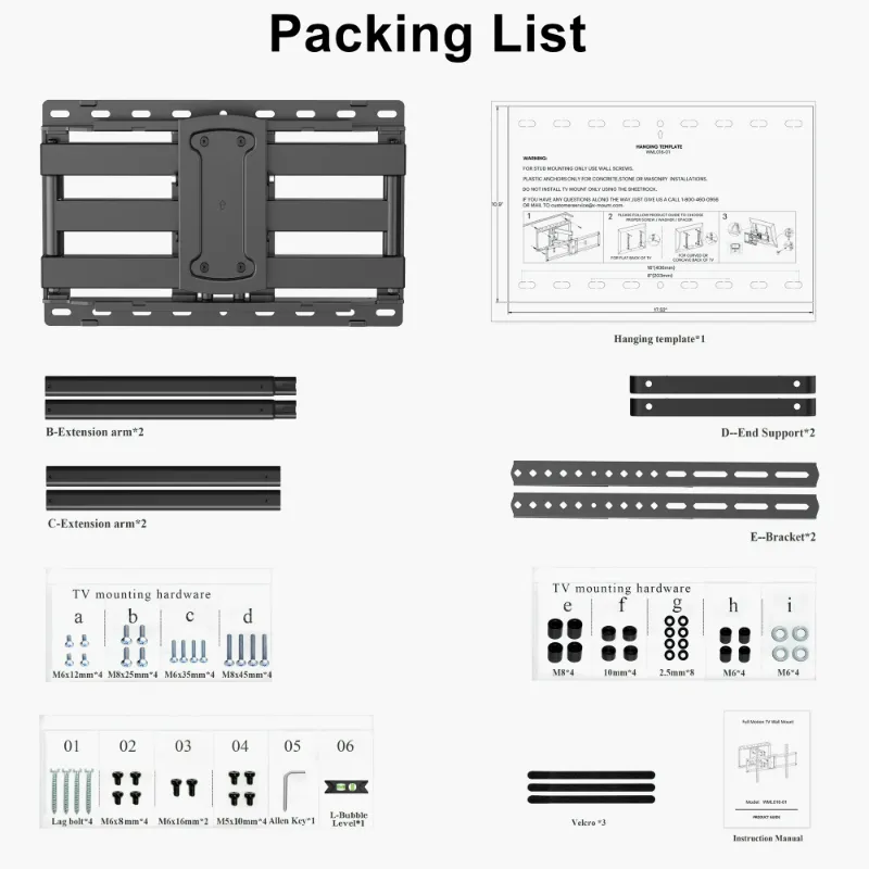 Photo 1 of **It is used, it is missing a part and it is not known if it works 100%****USX MOUNT Full Motion TV Wall Mount for 47-90 inch TVs Swivels Tilts Extension Rotation Holds up to 132lbs Max VESA 600x400mm, Fit 16" Wood Stud