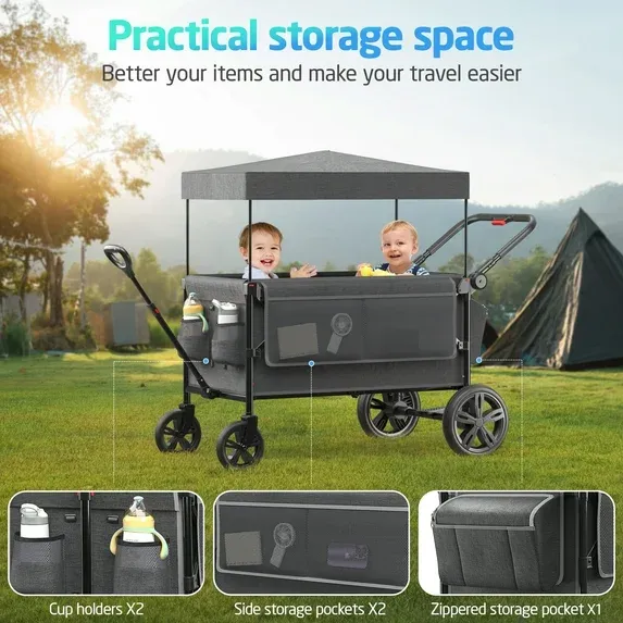 Photo 1 of ****It is used, it is missing a part and it is not known if it works 100%***SACVON All-Terrain Stroller Wagon for Toddlers with Canopy, Parent Organizer, Adjustable Handlebar, 2 Cup Holders
4.4 stars out of 568 reviews
(4.4)|
5***SACVON All-Terrain Stroll