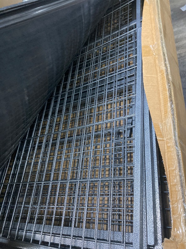 Photo 1 of **It is used, it is missing a part and it is not known if it works 100%***uchown Heavy Duty Dog Crate – 44 Inch Escape-Proof Steel Cage for Small to Large Dogs, Stackable Metal Kennel with Double Door, Lockable Wheels, Removable Tray & Feeding Bowls, Indo