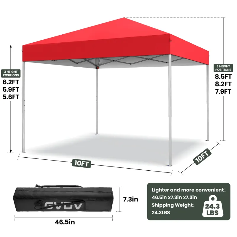 Photo 1 of **It is used, it is missing a part and it is not known if it works 100%***GVDV Canopy Tent, 10x10 ft Easy Pop up Outdoor Canopy Tent, Portable Straight Leg Gazebo Instant Canopy