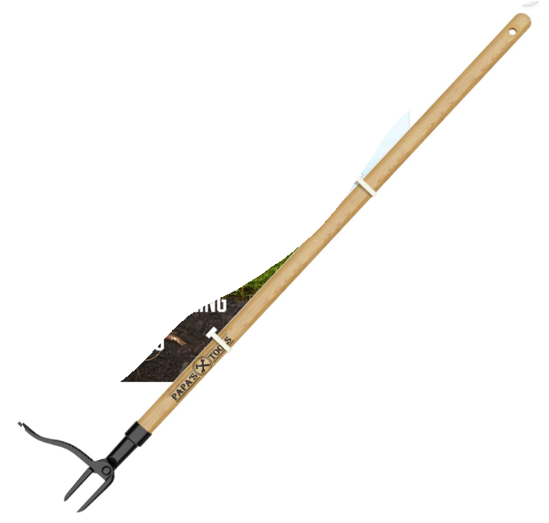 Photo 1 of ***used****Papa's Tools Weeder - Stand Up Weed Puller Tool Made with Long Wooden Handle - Real Bamboo law Steel Head - Easily Remove Weeds Effortlessly Without The Need to Tug, Bend, Or Flex,