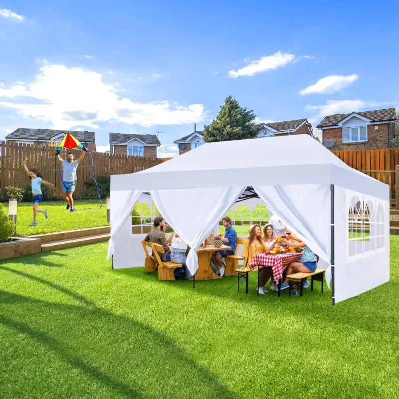 Photo 1 of **GVDV 10' x 20' Pop up Canopy Tent Party Tent Outdoor Event Instant Tent Gazebo with It is used, it is missing a part and it is not known if it works 100%***Removable Sidewalls and Carry Bag, White