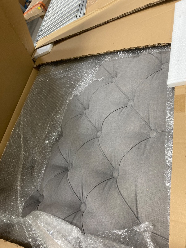 Photo 1 of **It is used, it is missing a part and it is not known if it works 100%***Baxton Studio Lindsey Fabric Ottoman, Charcoal and Greywashed