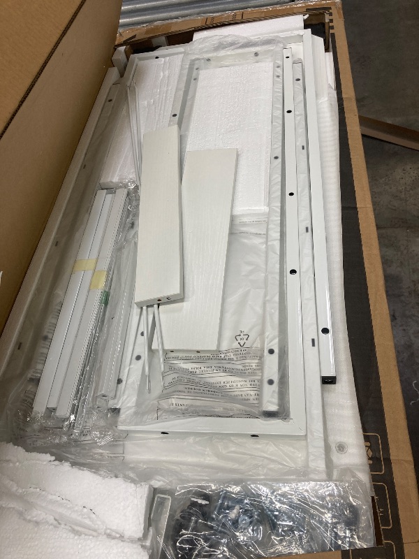 Photo 1 of ***It is used, it is missing parts and it is not known if it is 100% functional.***Casacomoda Computer Desk with Drawers & Storage Shelves, 40 Inch Corner Desk for Home Office Bedroom, Small Teen PC Desks with Fabric Drawer, White