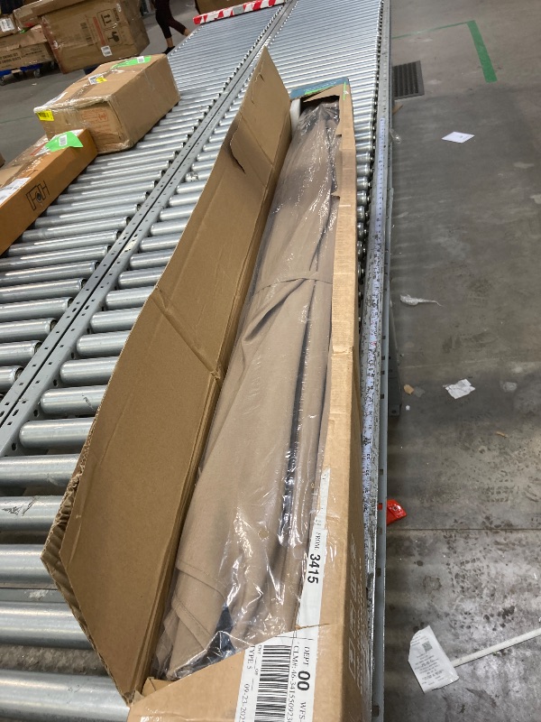 Photo 1 of *****edx 10ft Solar 32 LED Lights Patio Umbrella with Tilt Adjustment and UV-Resistant Polyester It is used, it is missing a piece and it is not known if it is 100% functional.****Fabric?Market Umbrella for Outdoor, Khak