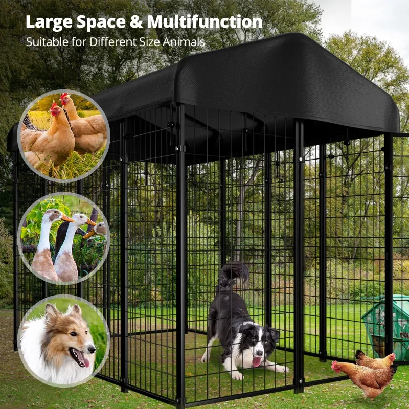 Photo 1 of **It is used, it is missing a piece and it is not known if it is 100% functional.*****OMIPET Heavy Duty Extra Large Outdoor Dog Kennel Pet Playpen,8.2 ft. x 4 ft. x 5.4 ft, Dog Pen Fence with Waterproof Roof Cover
