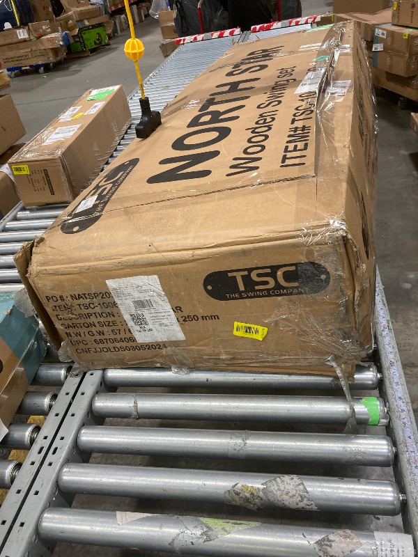 Photo 1 of ****It is used, it is missing a piece and it is not known if it is 100% functional.****The Swing Company North Star Wooden Swing Set for Kids with Play Fort, 6' Slide & LED Swing Seats