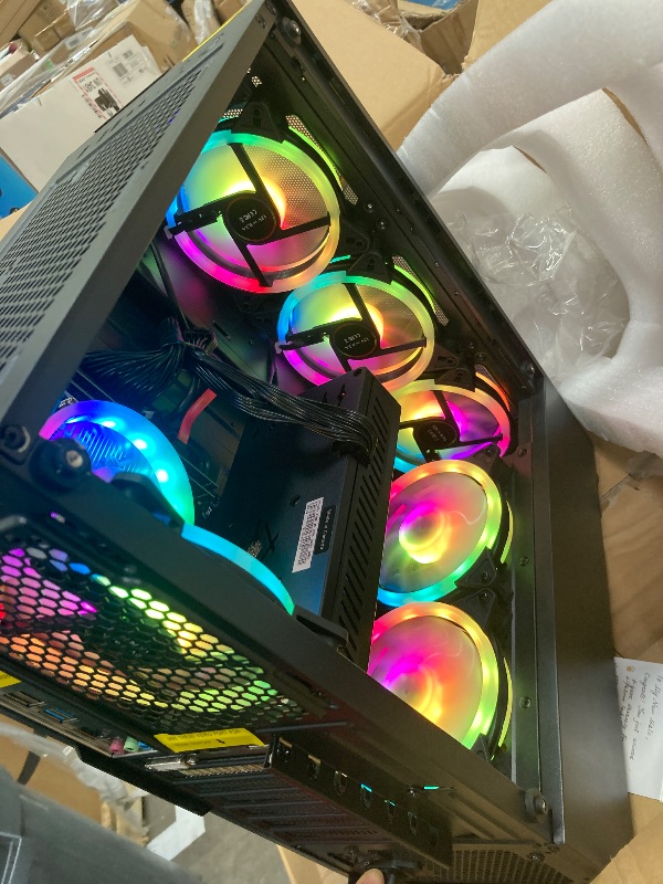 Photo 1 of ****It is used, it is missing a piece and it is not known if it is 100% functional.***STGAubron Gaming PC Desktop, Intel Core i7 up to 3.9G, Radeon RX 580 8G, 16G RAM, 1T SSD, WiFi, BT 5.0, RGB Fan x6, RGB BT Sound bar & Headphone, Windows 11 Home