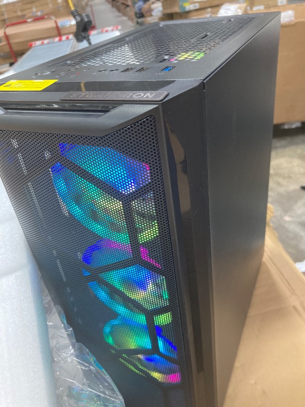 Photo 1 of ****It is used, it is missing a piece and it is not known if it is 100% functional.***STGAubron Gaming PC Desktop, Intel Core i7 up to 3.9G, Radeon RX 580 8G, 16G RAM, 1T SSD, WiFi, BT 5.0, RGB Fan x6, RGB BT Sound bar & Headphone, Windows 11 Home