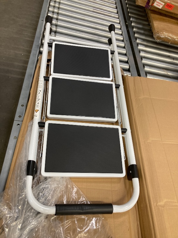 Photo 1 of ****It is used, it is missing a piece and it is not known if it is 100% functional.****K Kingrack 3 Step Ladder for Adults, Portable Folding Step Stool with Non-Slip Pedal, Lightweight 330lbs Steel Ladder for Home Office Bathroom