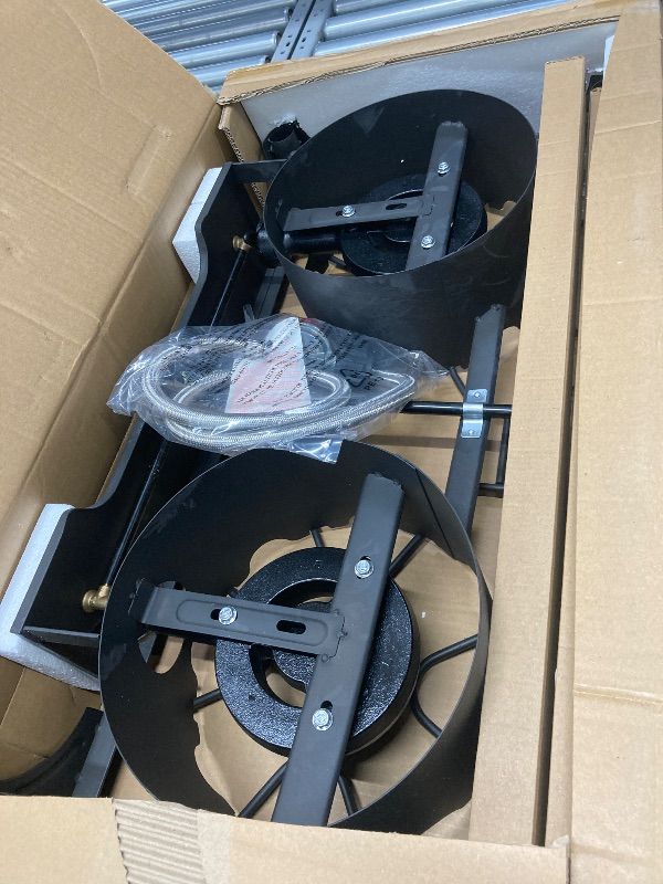 Photo 1 of **It is used, it is missing a piece and it is not known if it is 100% functional.****GVDV Outdoor Camping Stove, Double Burners Propane Gas Stove for Cooking BBQ Grill, 150,000-BTU, Black
