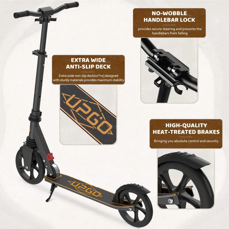 Photo 1 of **It is used, it is missing a piece and it is not known if it is 100% functional.**UPGO Kick Scooter for Ages 6+, Kids, Teens & Adults, 240 LB Max Load, Foldable, 8-Inch Wheels, Orange