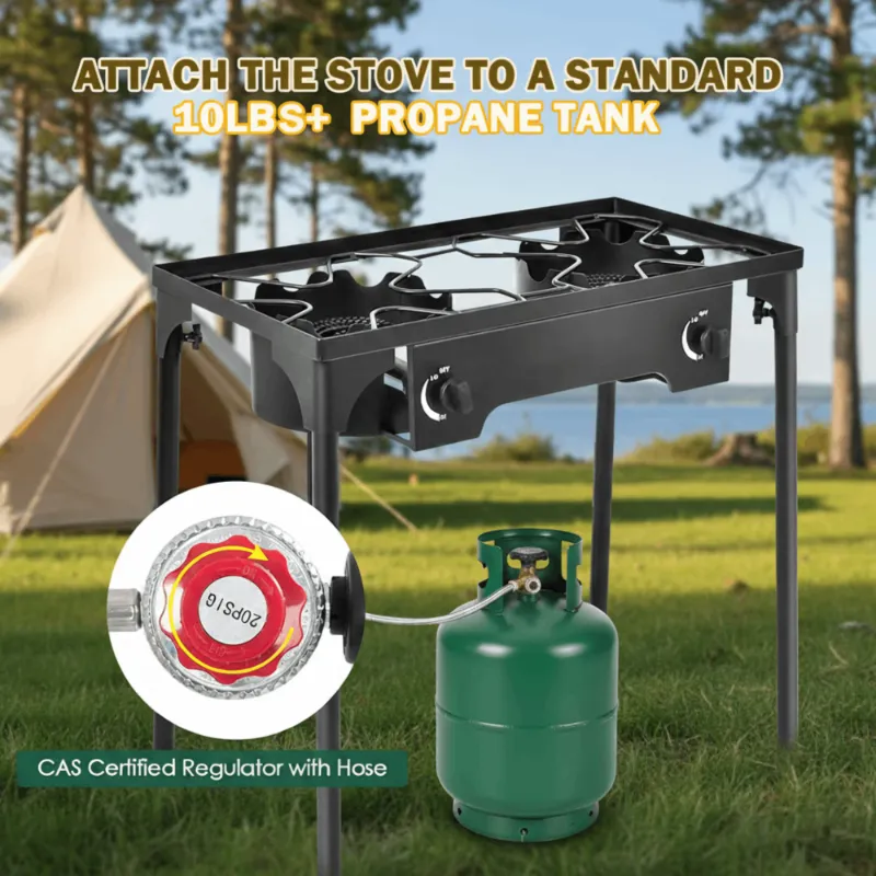 Photo 1 of ***It is used, it is missing a piece and it is not known if it is 100% functional.***GVDV Outdoor Camping Stove, Double Burners Propane Gas Stove for Cooking BBQ Grill, 150,000-BTU, Blac