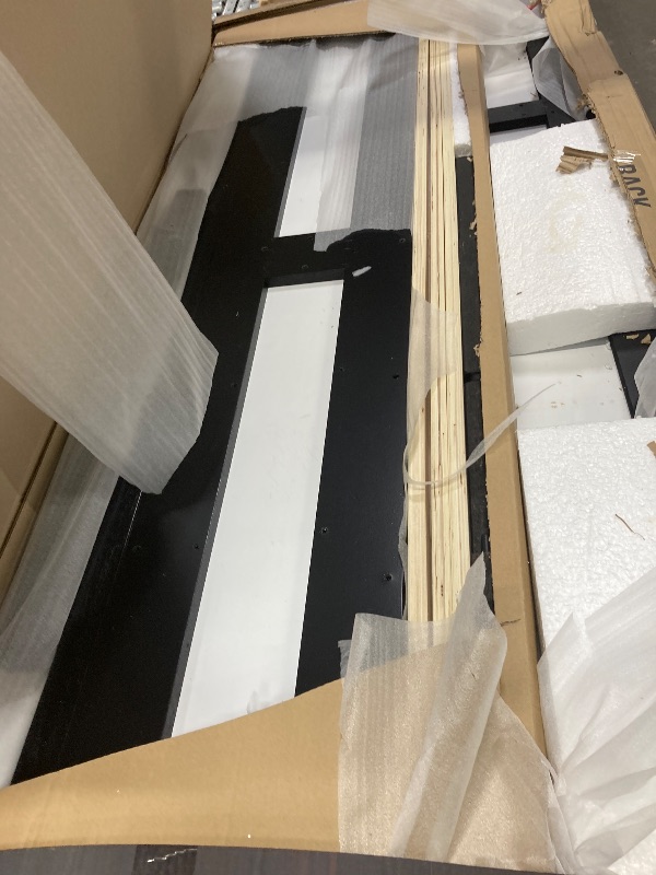 Photo 1 of ****IT IS USED, IT IS MISSING PARTS AND IT IS NOT KNOWN IF IT WORKS AT 100%***VERFARM Floating Bed Frame Full Size with USB Charging Station, LED Bed Frame with Storage Headboard, Black Metal Platform Bed Double Size, No Box Spring Needed, Noise Free, Eas