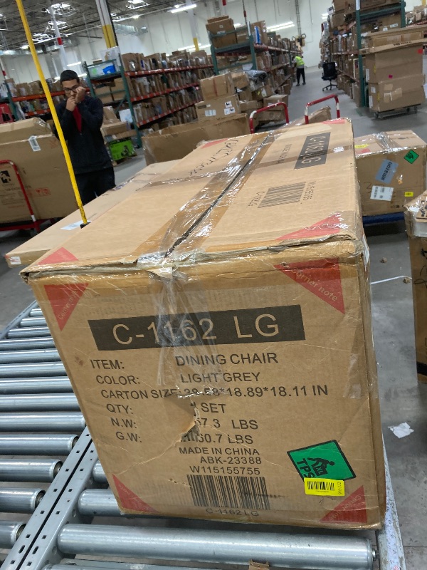 Photo 1 of ***USED, MISSING PARTS AND IT IS NOT KNOWN IF IT WORKS AT 100%****gopop Dining Chairs Set, Kitchen Modern Metal Chairs with Faux Leather Padded Seat High Back and Sturdy Chrome Legs, Chairs for Dining Room (Light Gray, Set of 4)