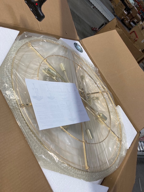 Photo 1 of ***USED, MISSING PARTS AND IT IS NOT KNOWN IF IT WORKS AT 100%***Uboxin Luxury Gold Crystal Chandelier 20-Light, Empire Crystal Chandelier Light Fixture Ceiling Haning Chandelier Crystal Pendant Light for Living Room Dinning Room Stair (32in-20 Lights, Go