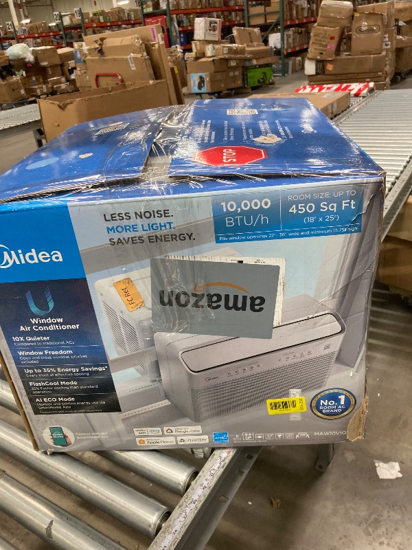 Photo 1 of **USED***Midea 10,000 BTU U Shaped Smart Inverter Window Air Conditioner - Cools 450 Sq Ft, Ultra Quiet with Open Window Flexibility - Alexa/Google Assistant Compatible - 35% Energy Savings, Remote (Updated)