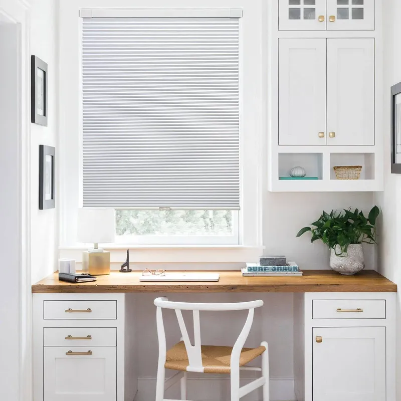 Photo 1 of **USED***LazBlinds Cordless Cellular Shades, No Tools No Drill Blackout Honeycomb Shades Pleated Blinds for Windows, 45'' W x 48'' H, Silver White