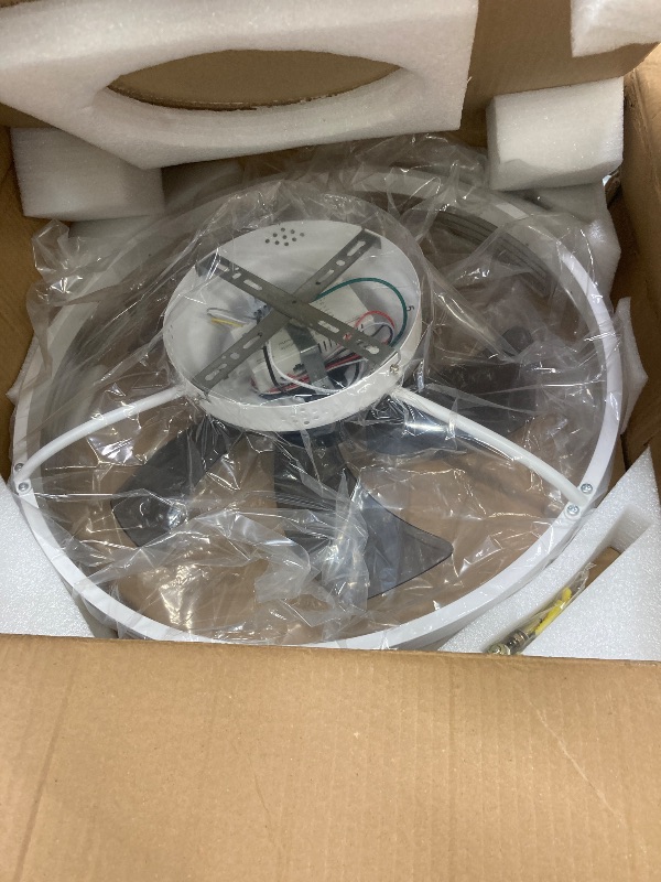 Photo 1 of ***USED, MISSING PARTS AND IT IS NOT KNOWN IF IT WORKS AT 100%***immable LED Light: This flush mount ceiling fan light with bluetooth APP & remote control dimming. Modern low profile design electric ceiling fans with light to keep the interior home decora