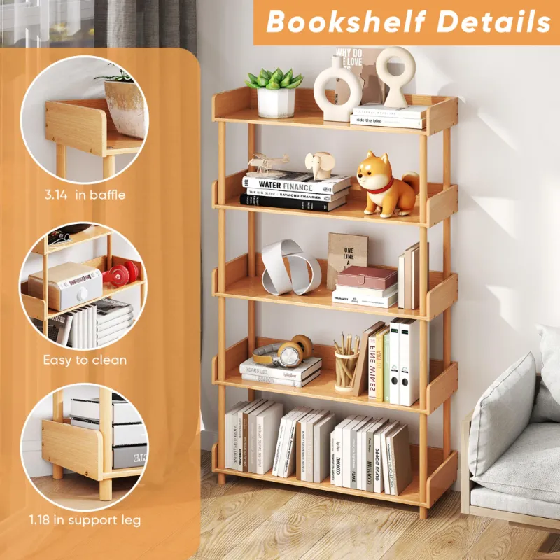 Photo 1 of ****It is used, it is missing a piece and it is not known if it works at 100%.***VGBYUJ 5-Tier Modern Open Bookcase Storage Cabinet, Display Bookshelf Plant Display Shelf with Top Edge and Solid Wood Frame for Home Bedroom Offic