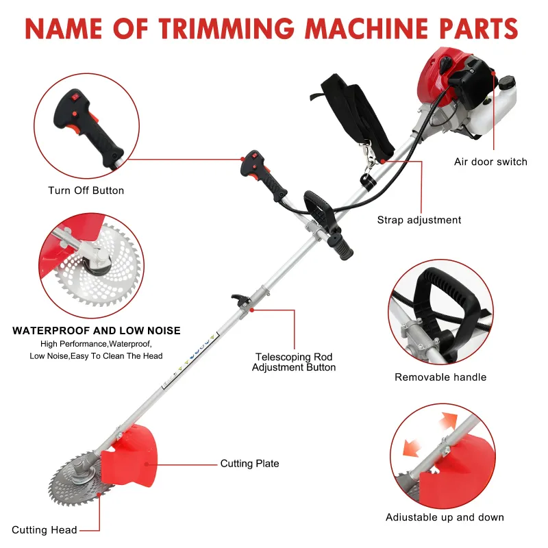 Photo 1 of ****It is used, it is missing a part and it is not known if it works 100%.***BAOKALER 52CC Gasoline Grass String Trimmer, 2-Stroke Gas Powered Weed Eater, Weed Wacker with 4 Detachable Heads