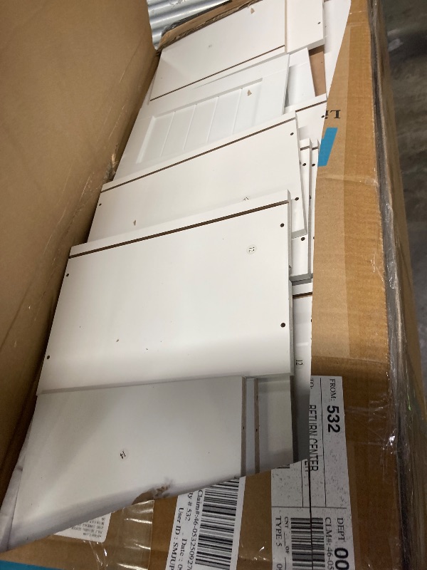 Photo 1 of **It is used, it is missing a part and it is not known if it works 100%.***Ktaxon Wooden Bathroom Floor Cabinet, Side Storage Organizer with 4 Drawers, 1 Cupboard & 2-Shelves, White