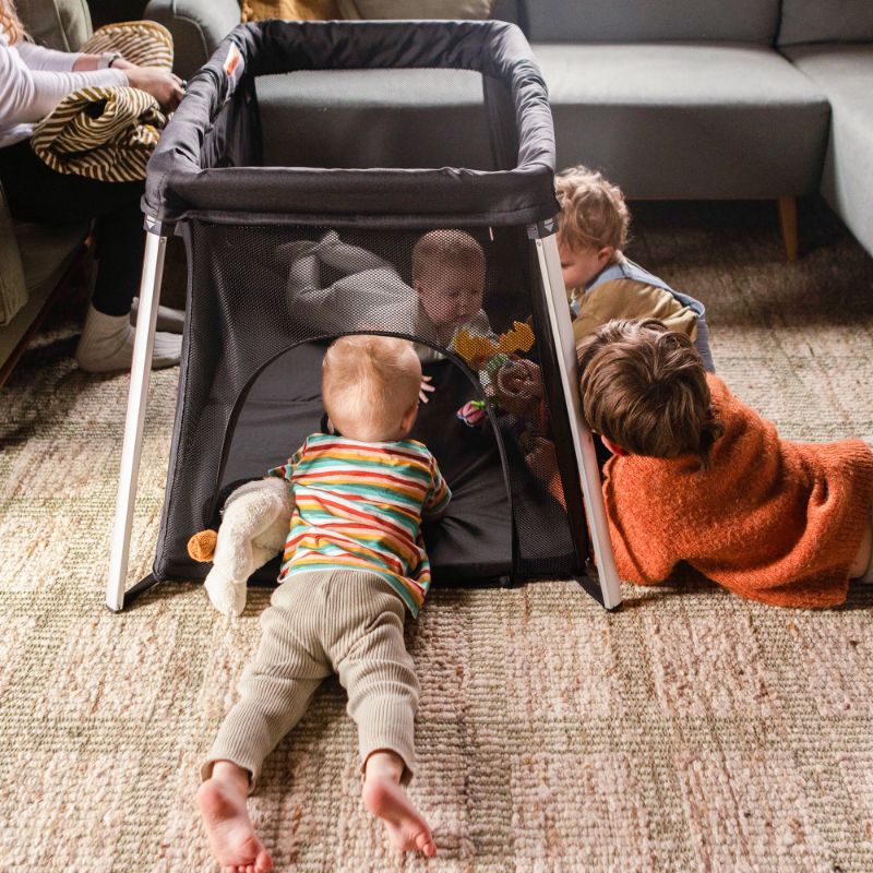 Photo 1 of **It is used, it is missing a part and it is not known if it works 100%.**HARPPA Portable Travel Crib with Mattress, Foldable Playard for Baby and Toddler, 11lbs, Black